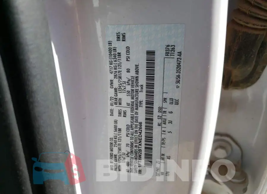 1FT8W2BTXNED42666 Photo# 12