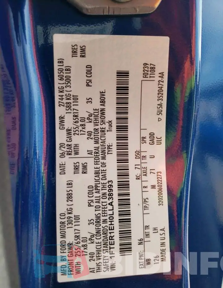 1FTER1EH0LLA38993 Photo# 12