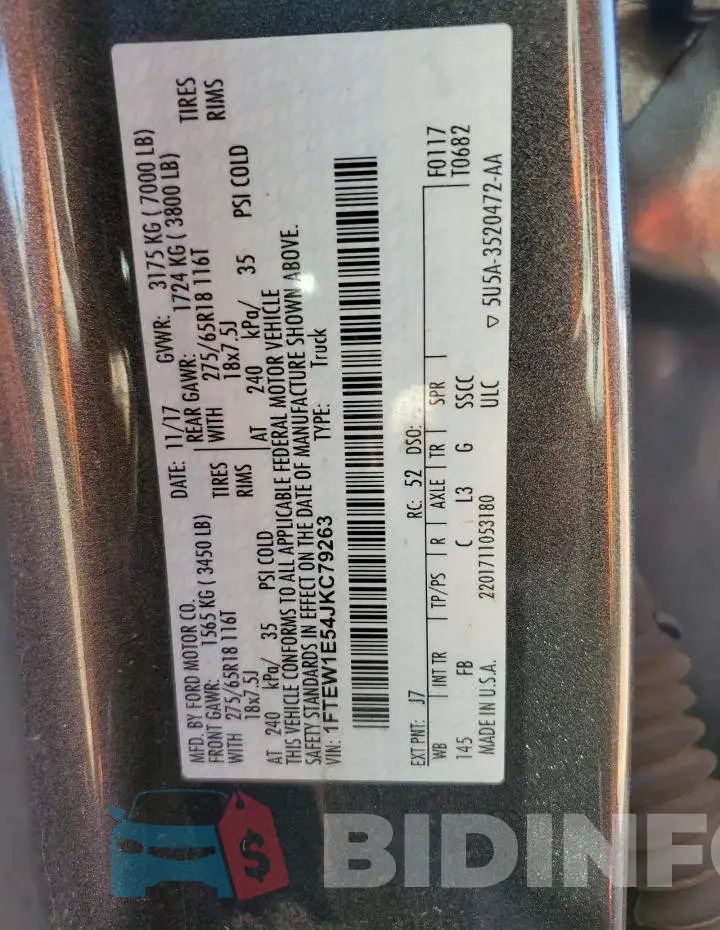 1FTEW1E54JKC79263 Photo# 12