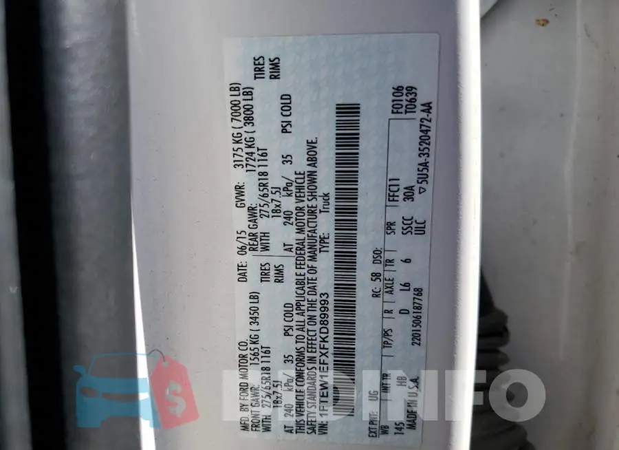 1FTEW1EFXFKD89993 Photo# 12