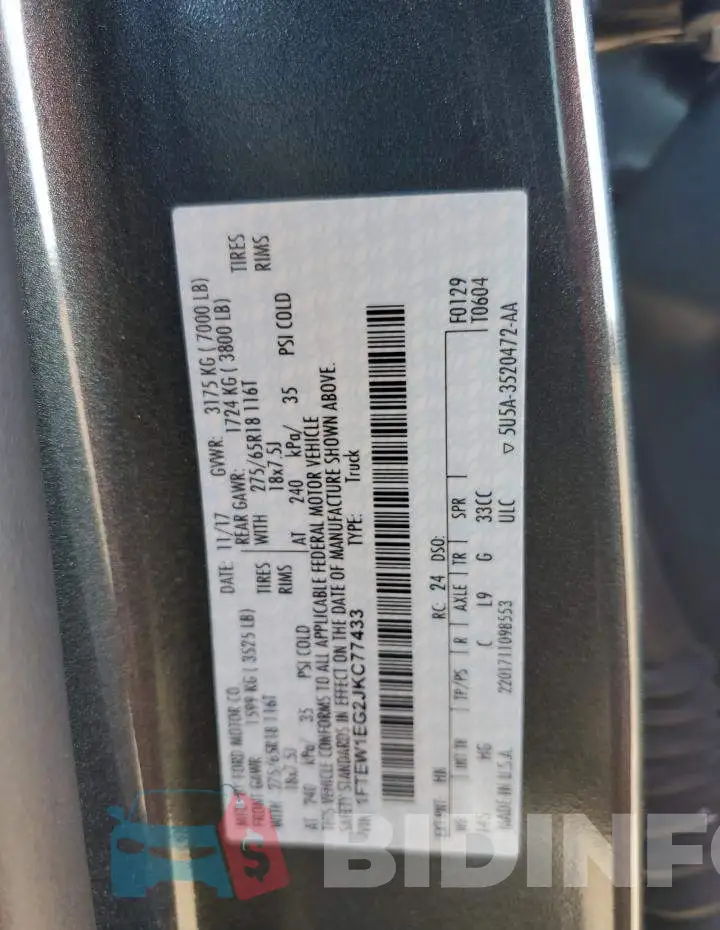 1FTEW1EG2JKC77433 Photo# 12