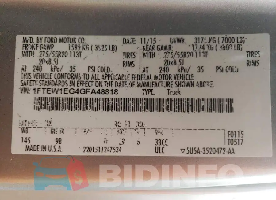 1FTEW1EG4GFA48818 Photo# 13