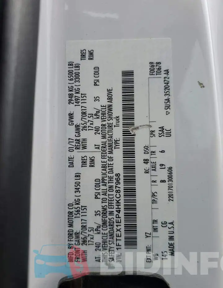1FTEX1EP4HKC87968 Photo# 12