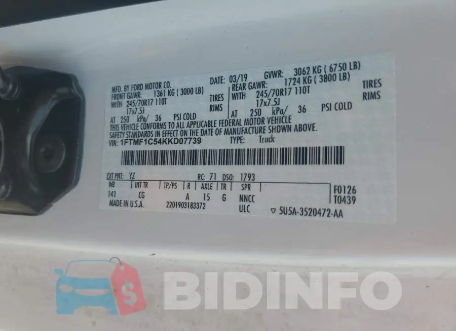 1FTMF1C54KKD07739 Photo# 12
