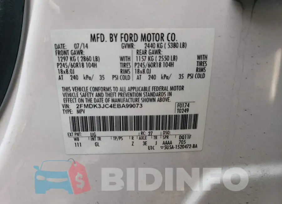 2FMDK3JC4EBA99073 Photo# 13
