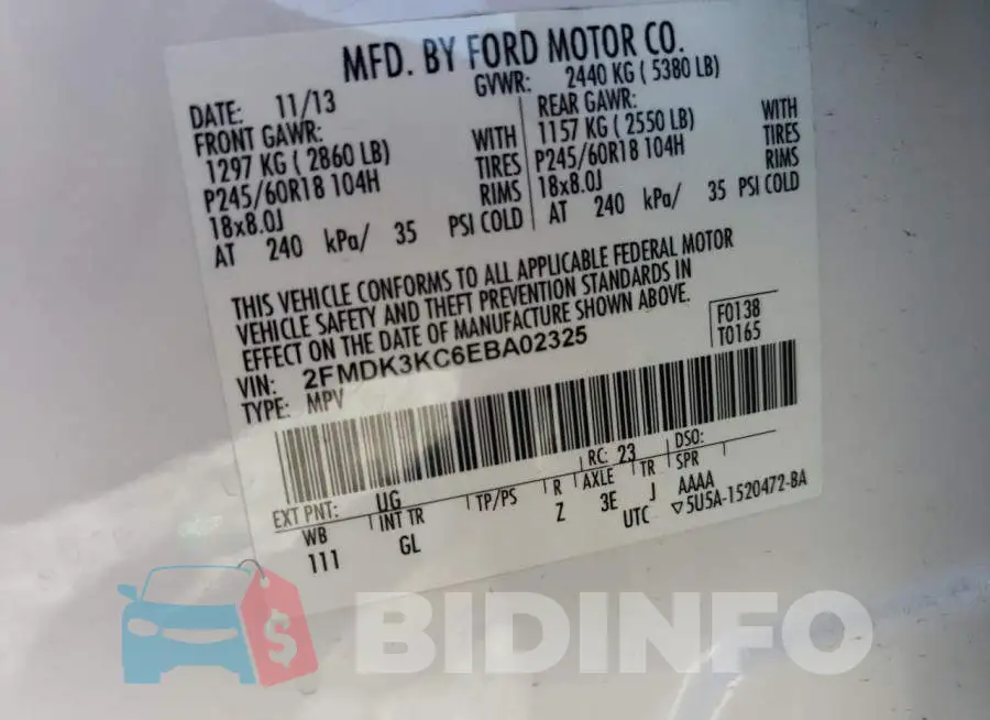 2FMDK3KC6EBA02325 Photo# 13