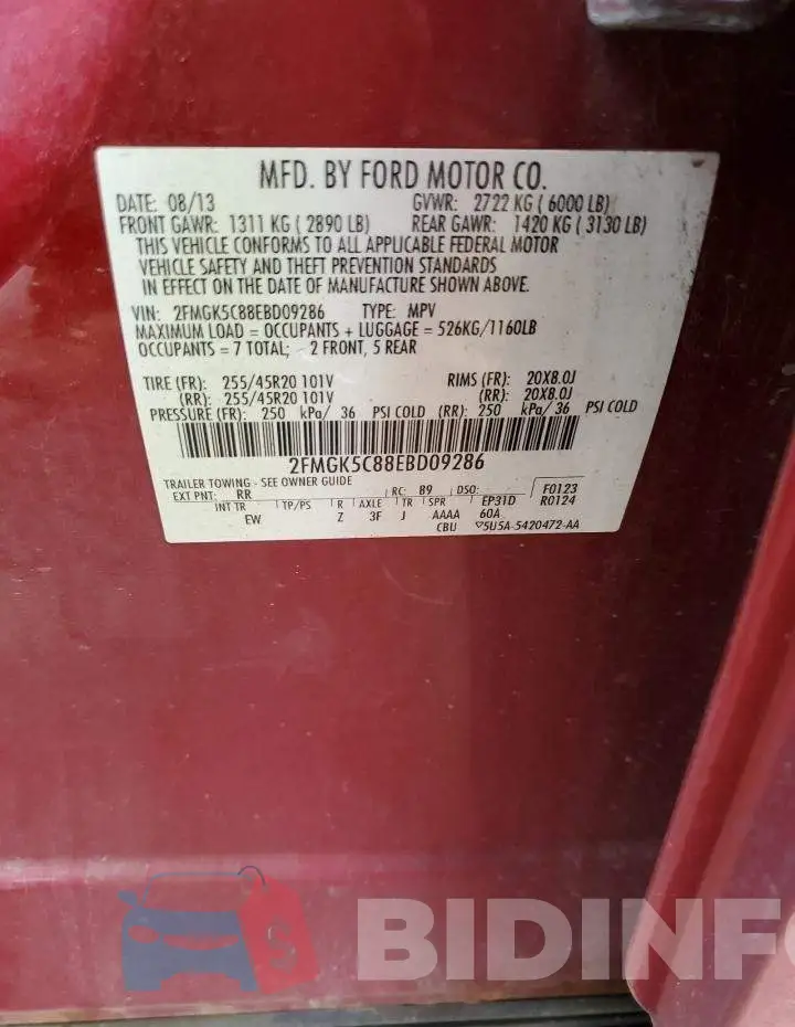 2FMGK5C88EBD09286 Photo# 12