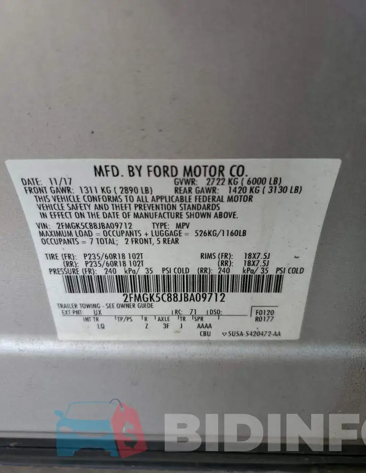 2FMGK5C88JBA09712 Photo# 12