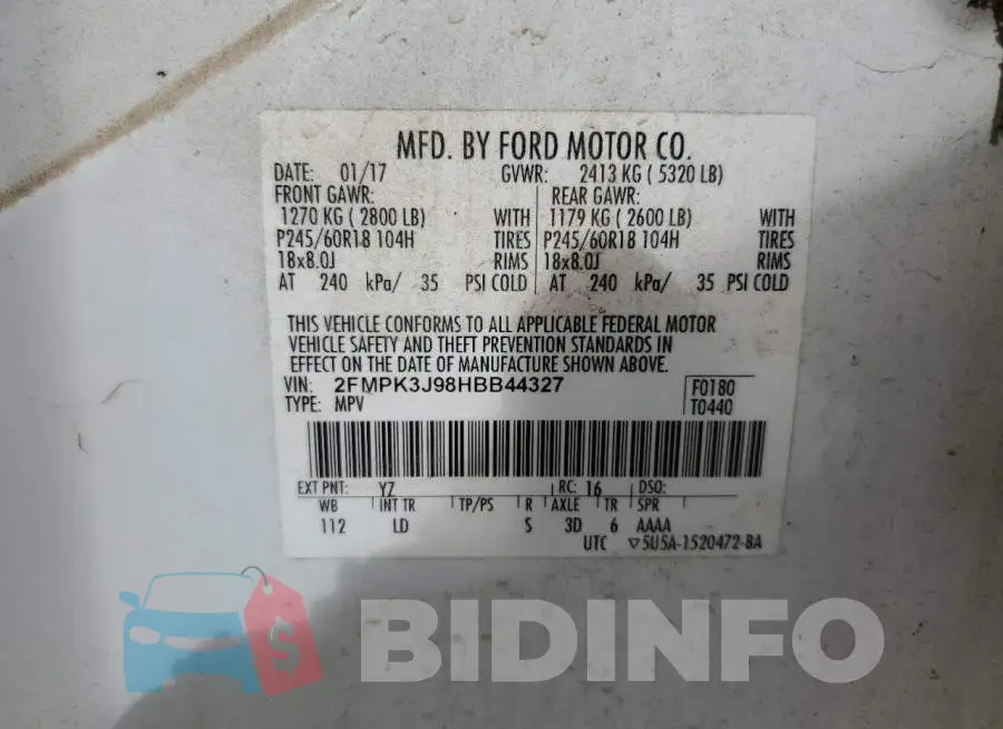 2FMPK3J98HBB44327 Photo# 13