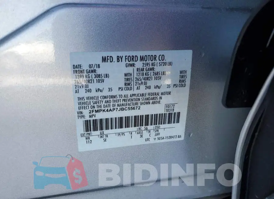 2FMPK4AP7JBC55672 Photo# 13