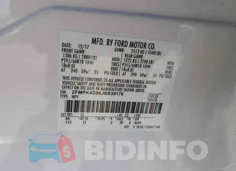 2FMPK4G96JBB39176 Photo# 12