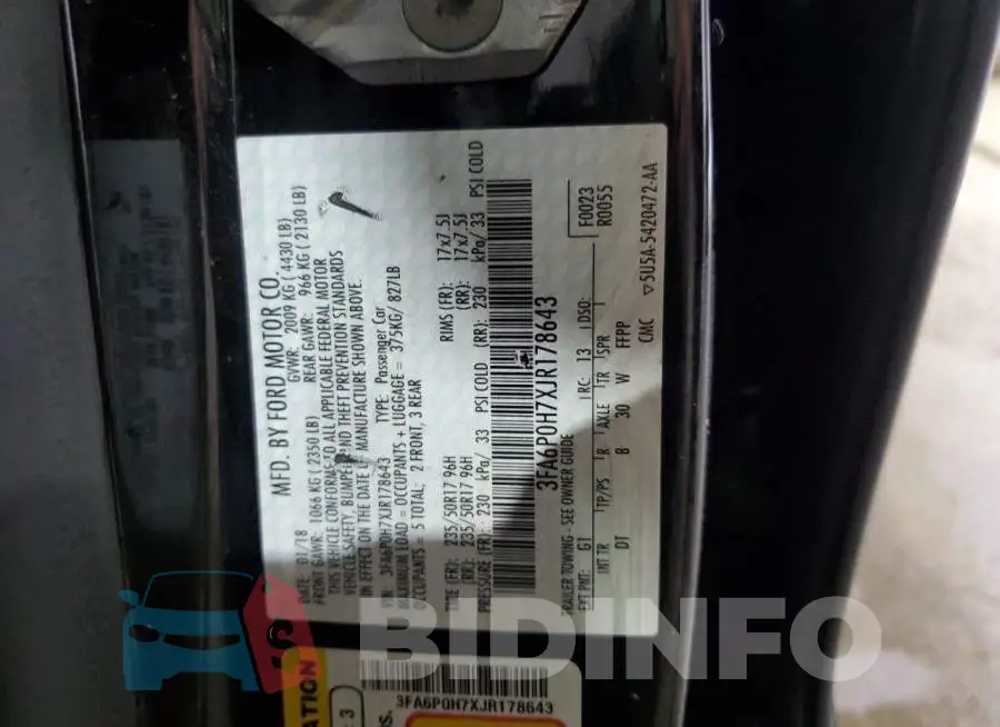 3FA6P0H7XJR178643 Photo# 12