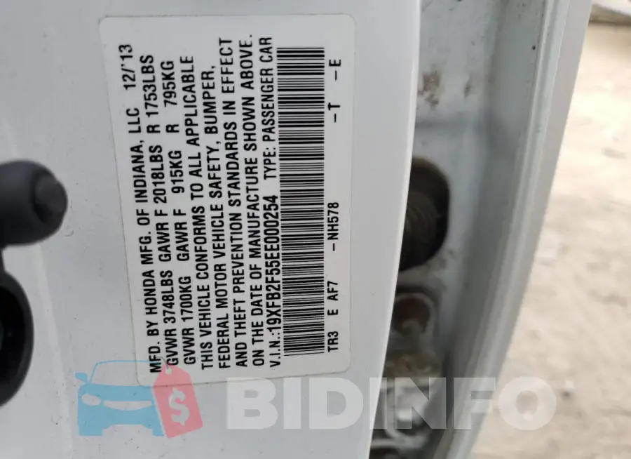 19XFB2F55EE000254 Photo# 12