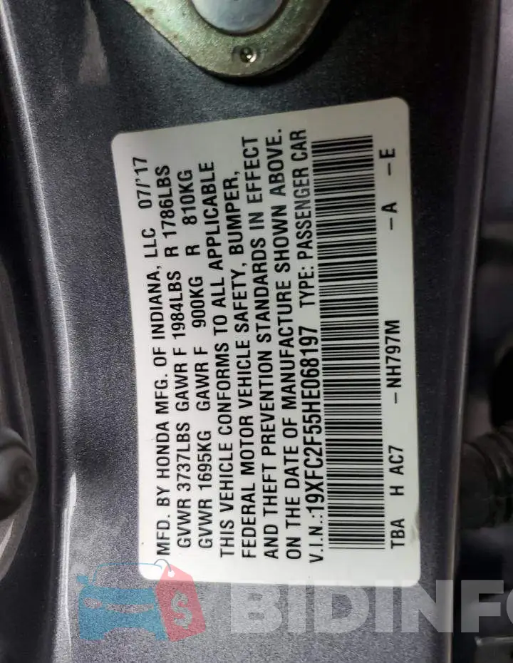 19XFC2F55HE068197 Photo# 12