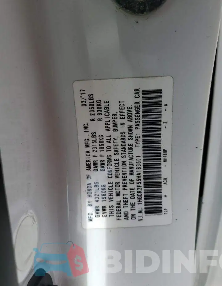 1HGCR2F55HA183601 Photo# 12