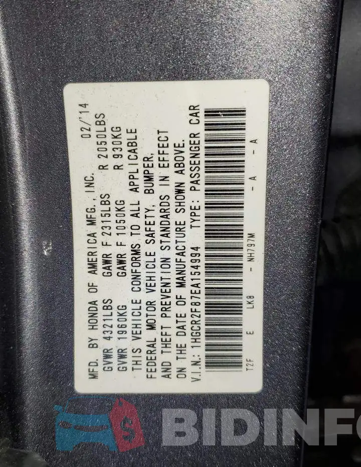 1HGCR2F87EA154994 Photo# 12