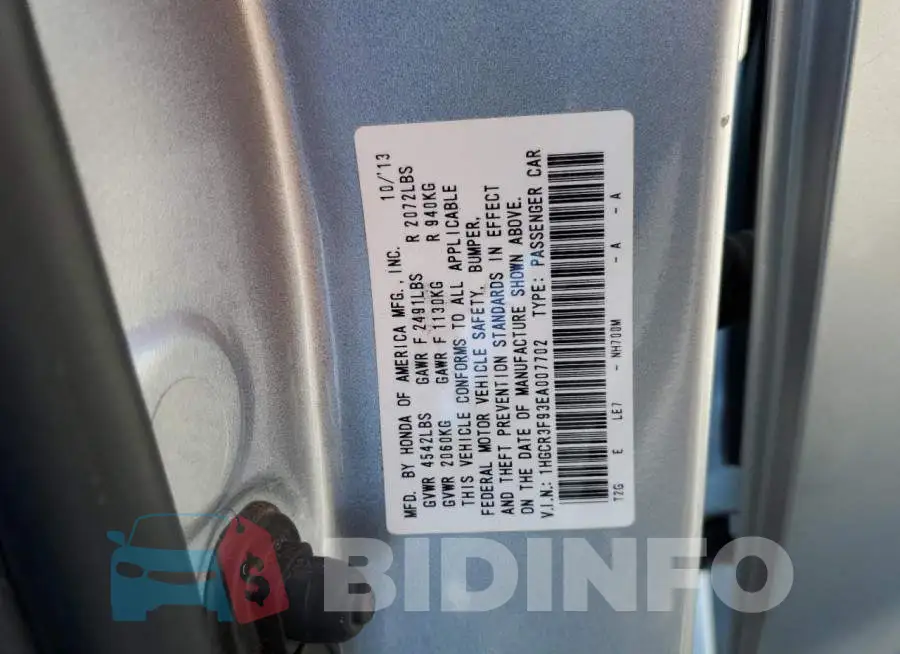 1HGCR3F93EA007702 Photo# 12