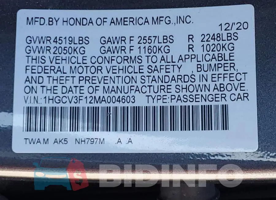 1HGCV3F12MA004603 Photo# 12