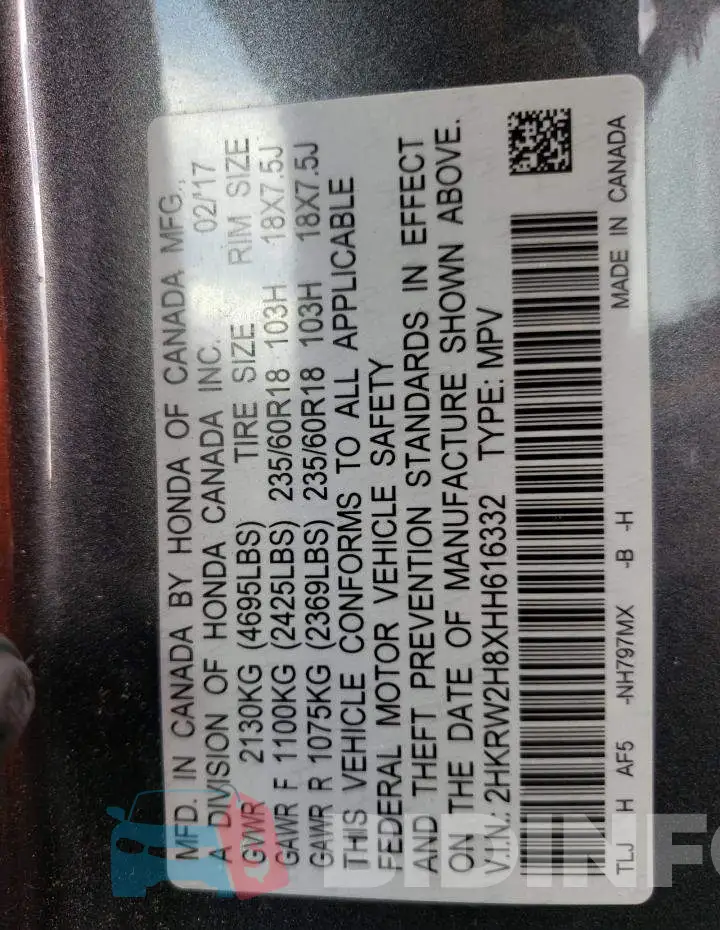 2HKRW2H8XHH616332 Photo# 13