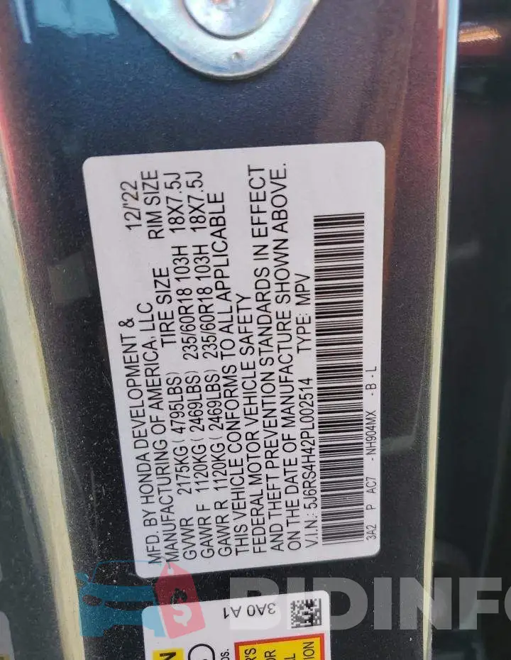 5J6RS4H42PL002514 Photo# 13