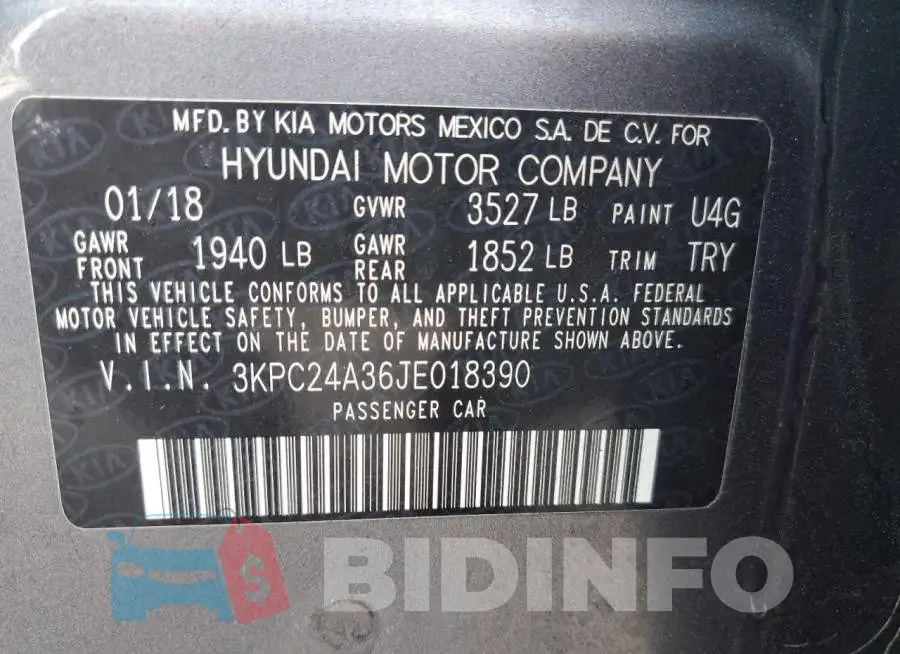 3KPC24A36JE018390 Photo# 12