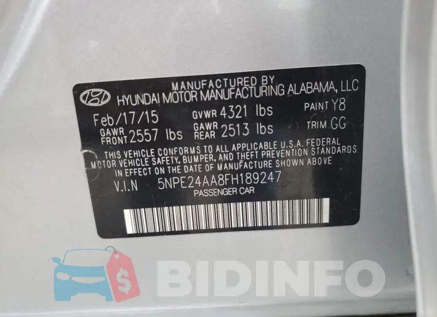 5NPE24AA8FH189247 Photo# 12