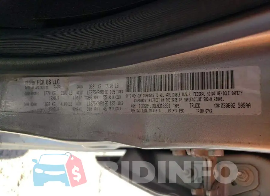 1C6SRFLT6LN316931 Photo# 12