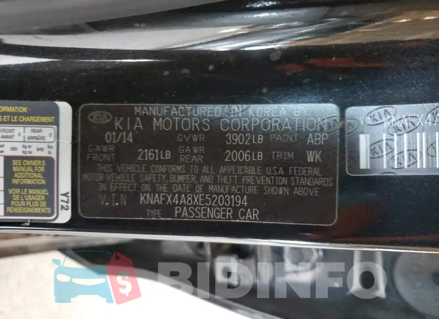 KNAFX4A8XE5203194 Photo# 12