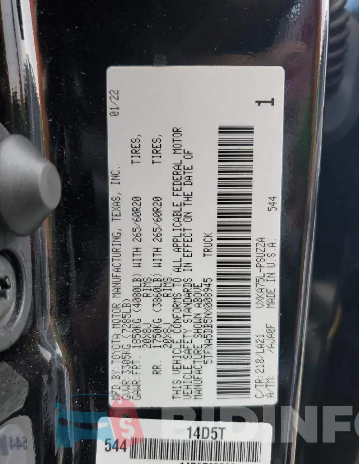 5TFNA5DB5NX008945 Photo# 12