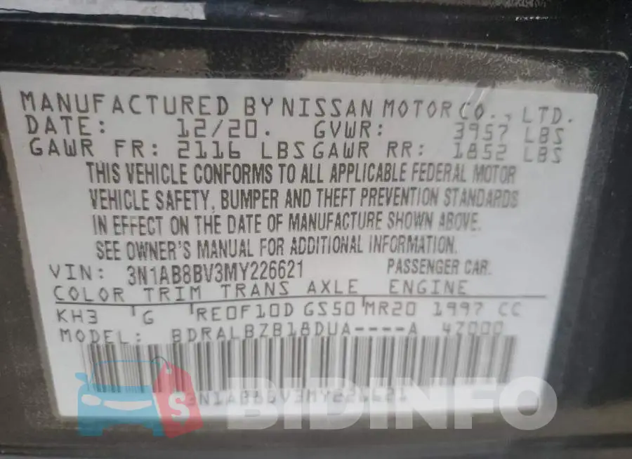 3N1AB8BV3MY226621 Photo# 12