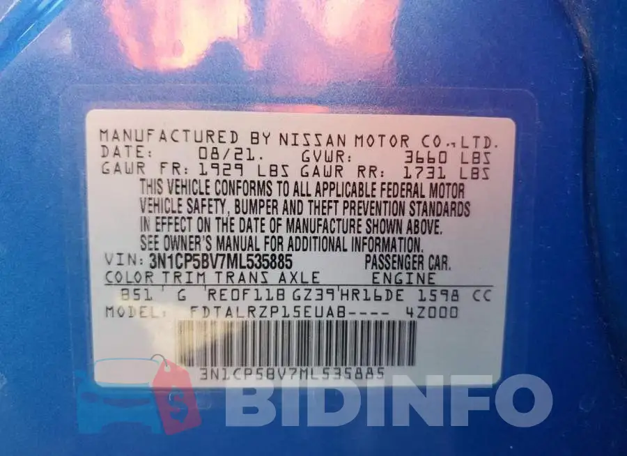 3N1CP5BV7ML535885 Photo# 12