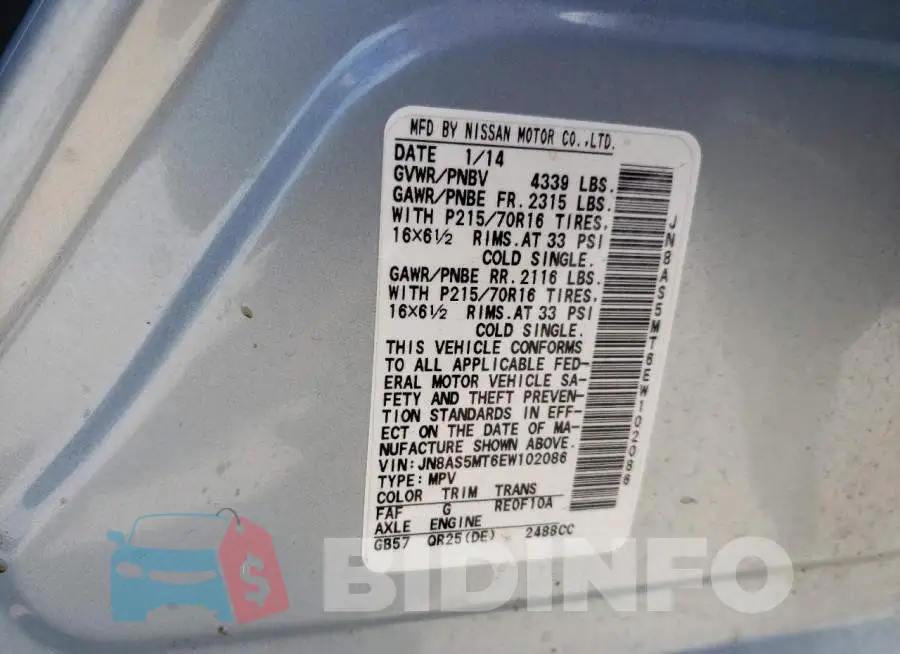 JN8AS5MT6EW102086 Photo# 13