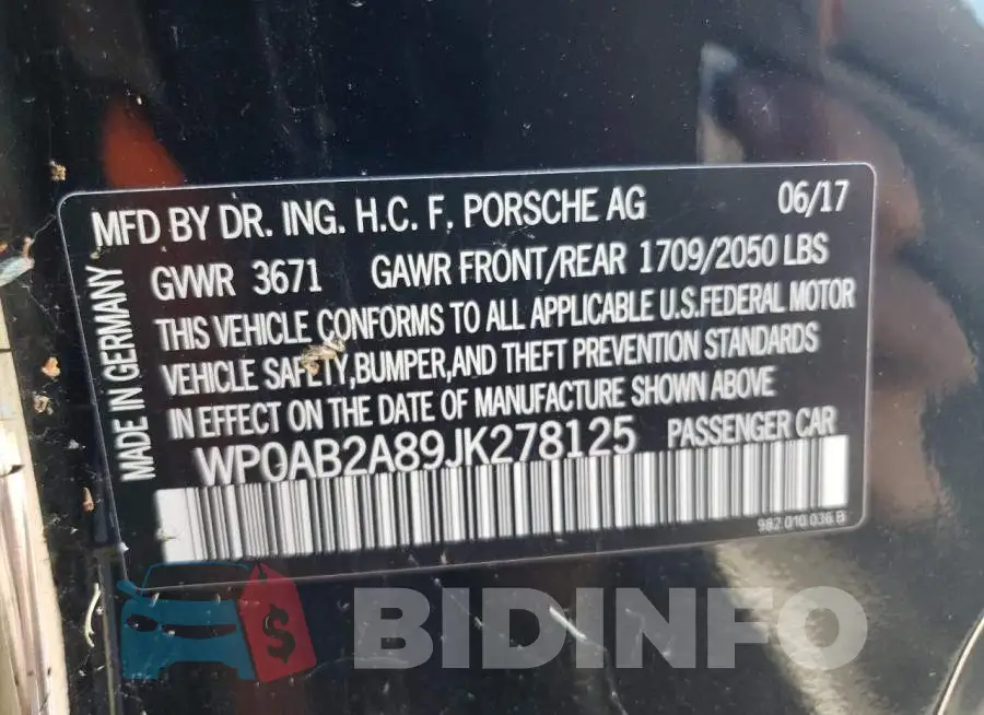 WP0AB2A89JK278125 Photo# 12