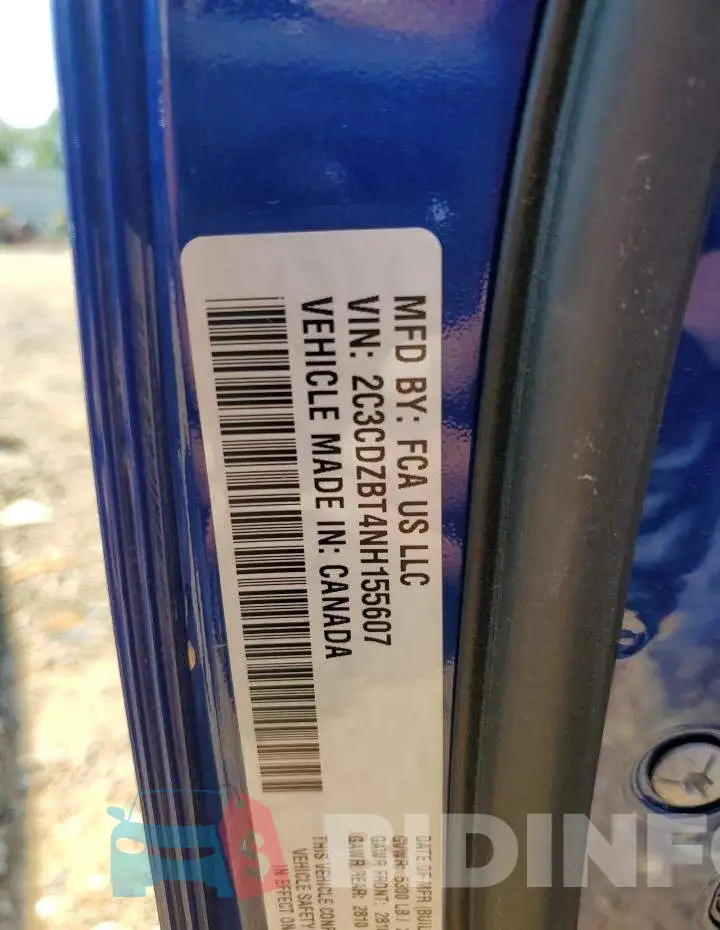 2C3CDZBT4NH155607 Photo# 12