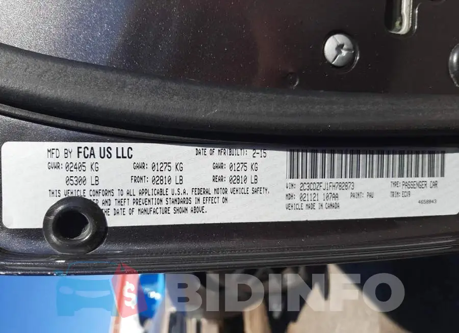 2C3CDZFJ1FH782873 Photo# 12