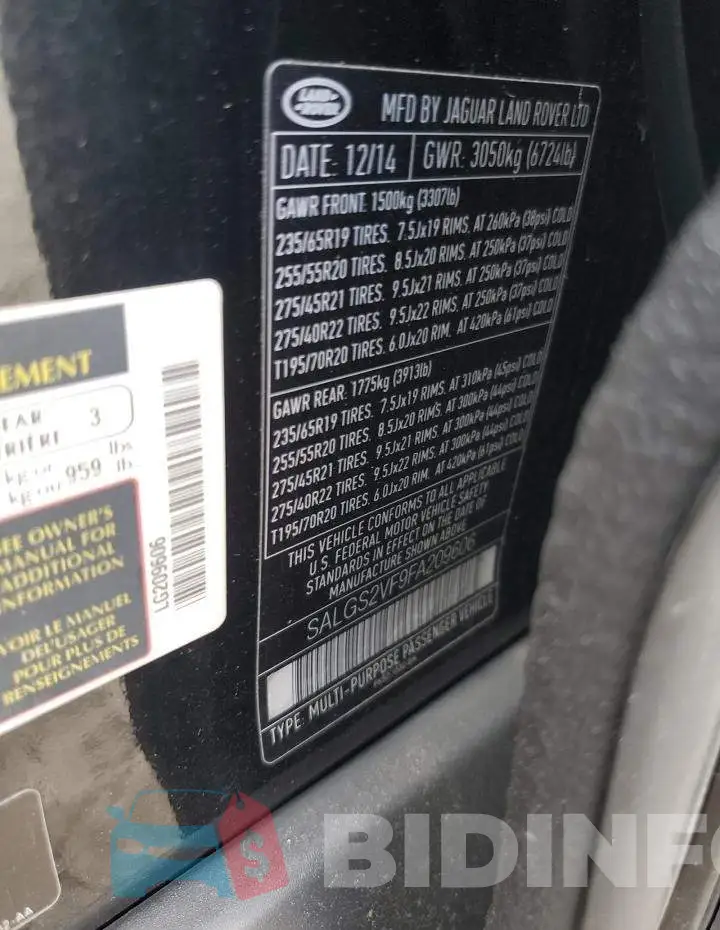 SALGS2VF9FA209606 Photo# 13