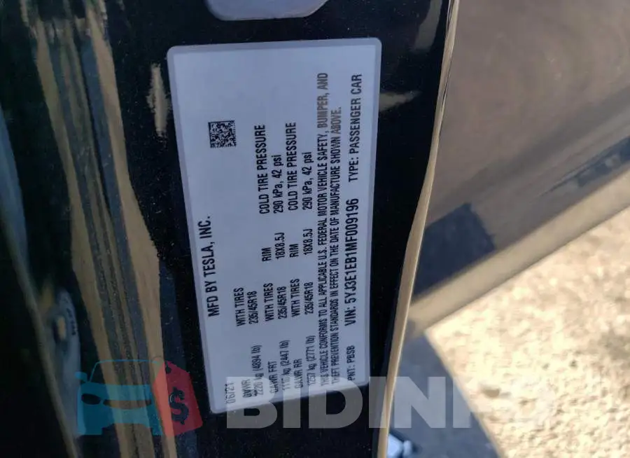5YJ3E1EB1MF009196 Photo# 13