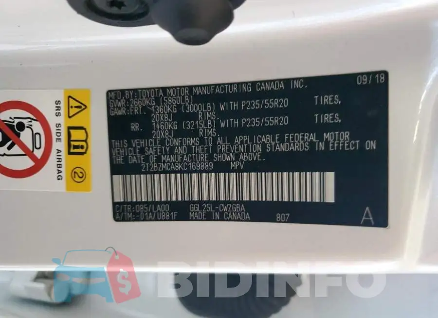 2T2BZMCA8KC169889 Photo# 12