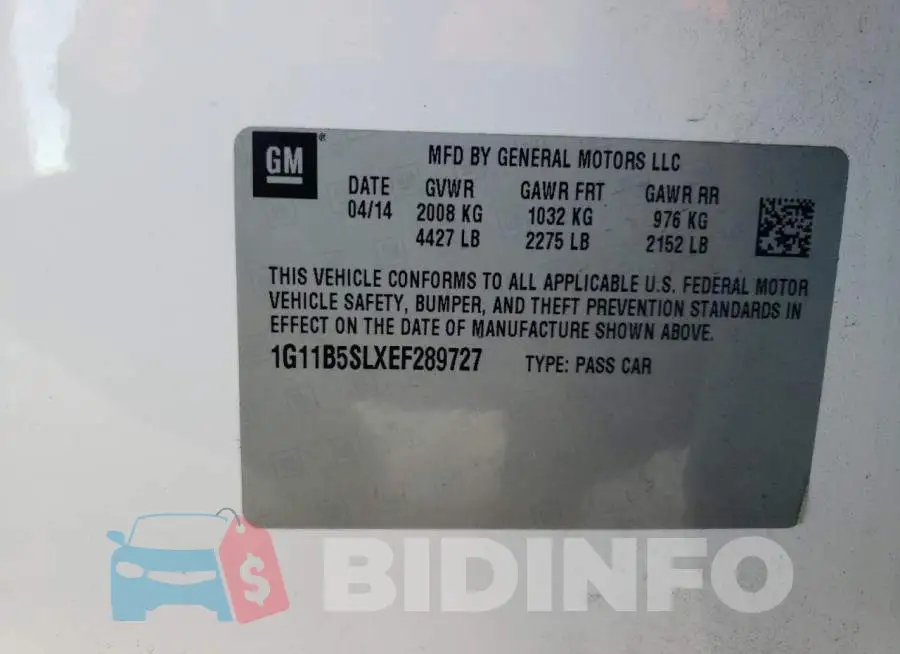 1G11B5SLXEF289727 Photo# 12