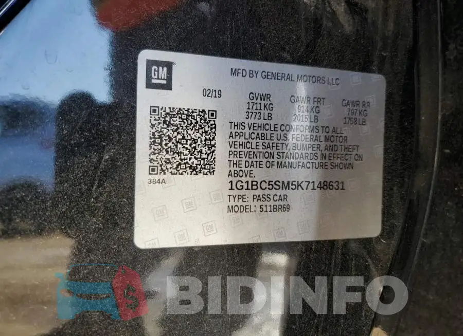1G1BC5SM5K7148631 Photo# 12