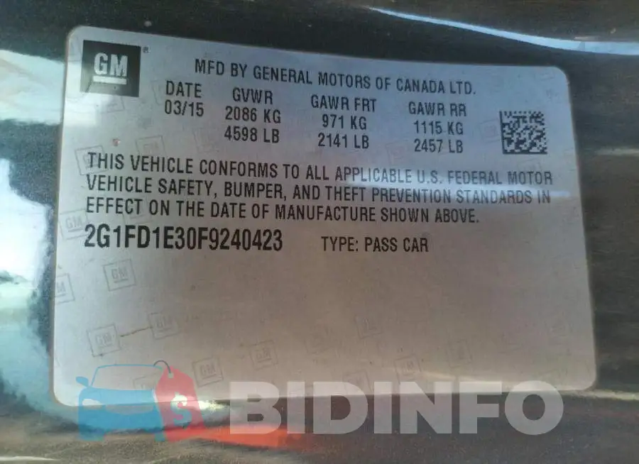 2G1FD1E30F9240423 Photo# 12