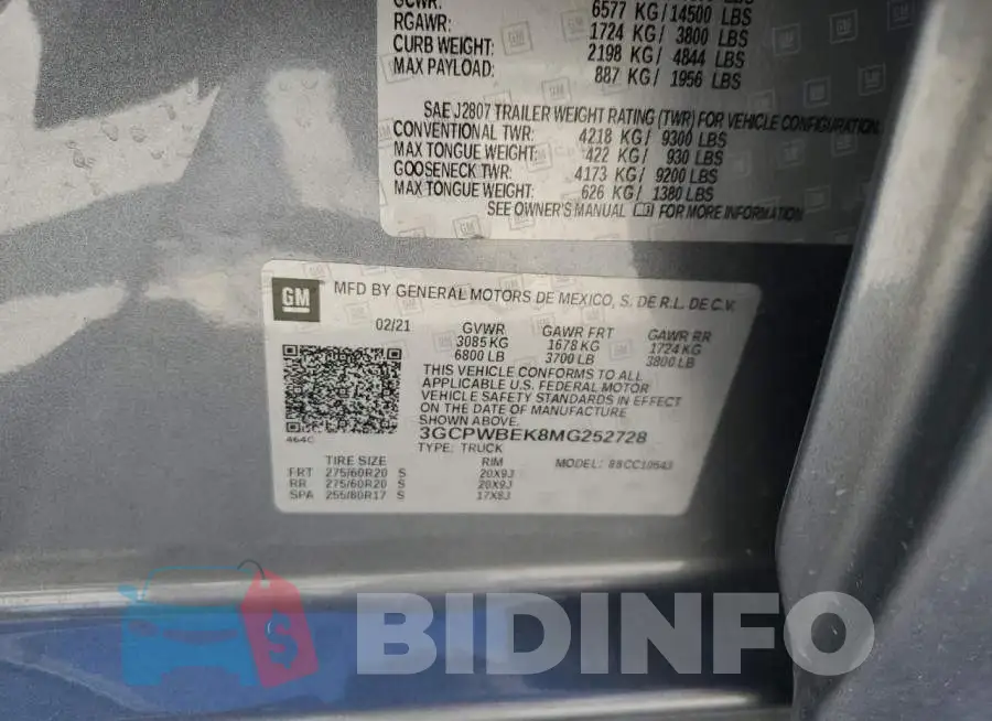 3GCPWBEK8MG252728 Photo# 12