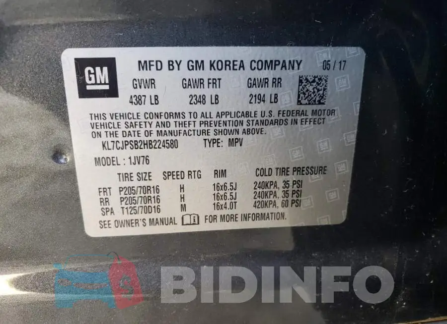KL7CJPSB2HB224580 Photo# 13