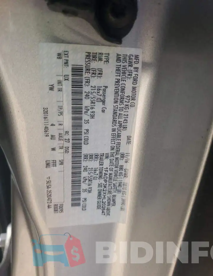 1FADP3K2XHL202647 Photo# 12