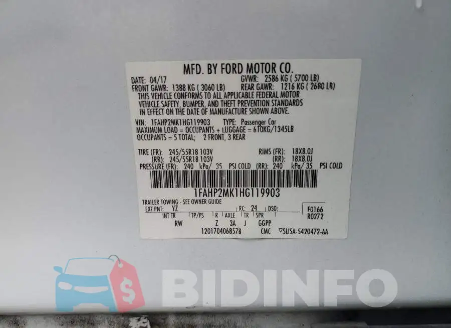 1FAHP2MK1HG119903 Photo# 13