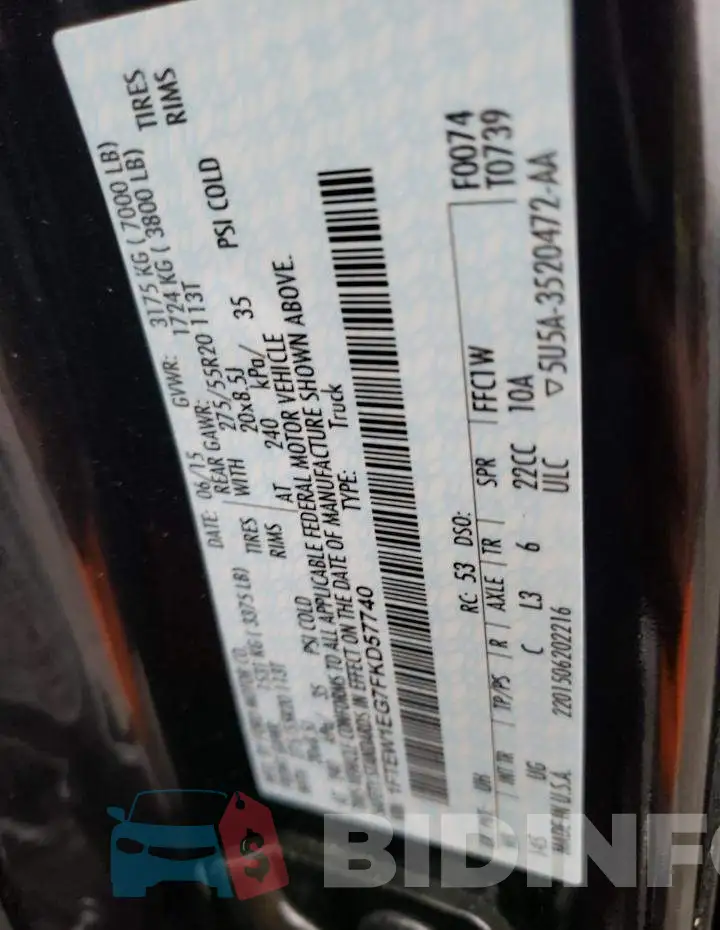 1FTEW1EG7FKD57740 Photo# 12