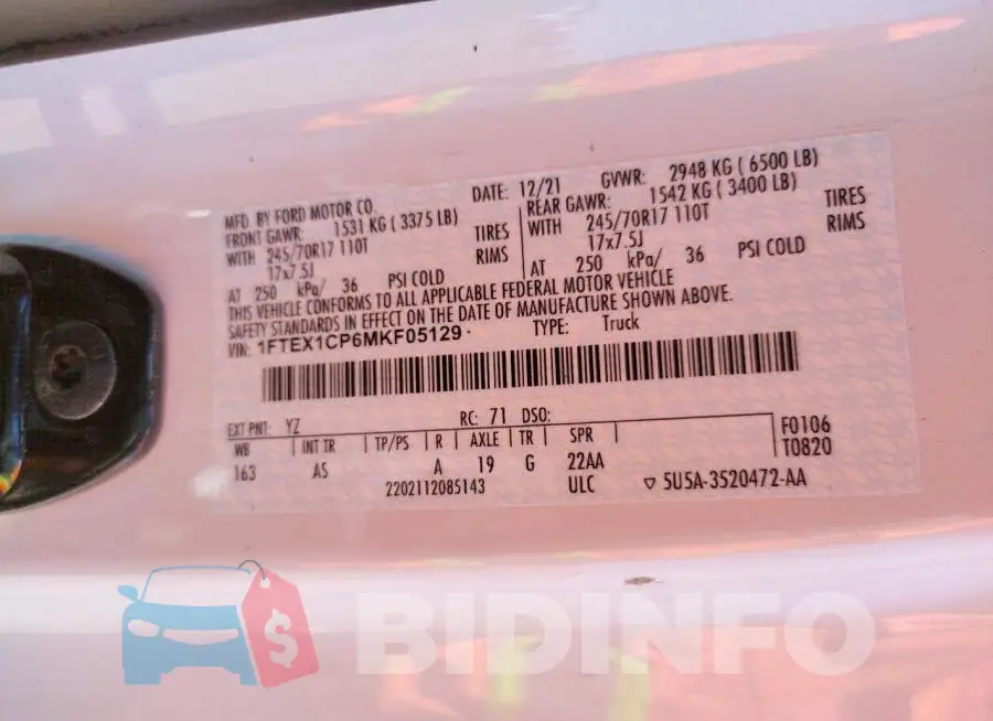 1FTEX1CP6MKF05129 Photo# 10