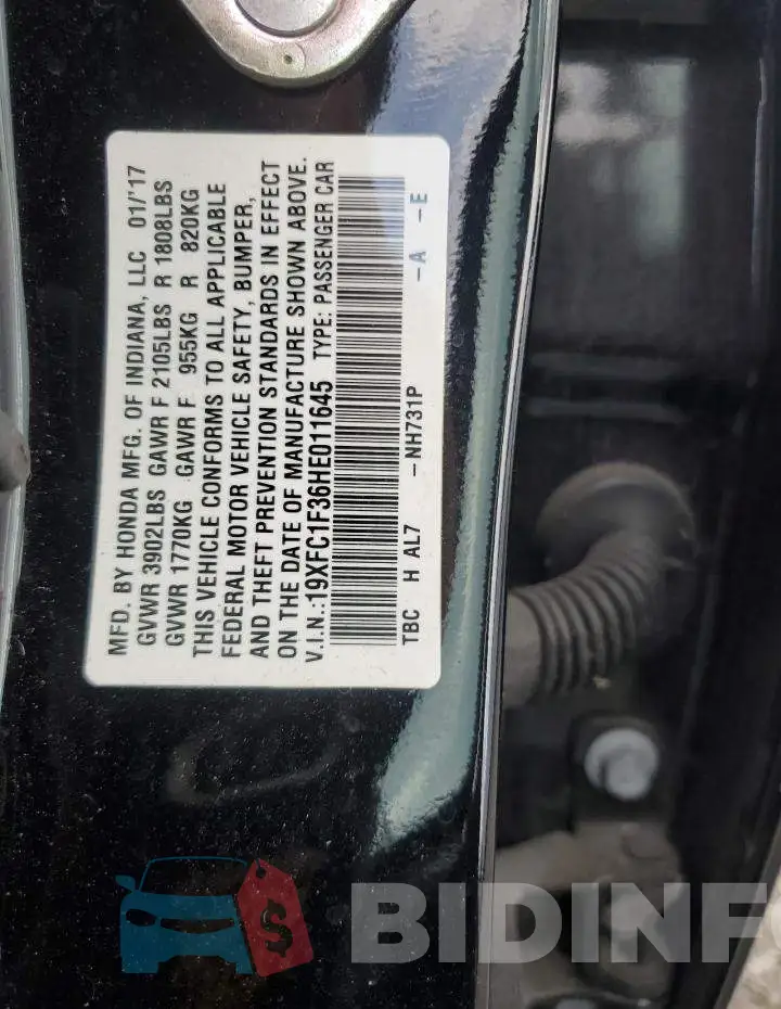 19XFC1F36HE011645 Photo# 12