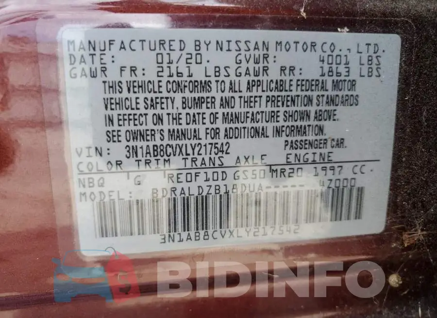3N1AB8CVXLY217542 Photo# 12