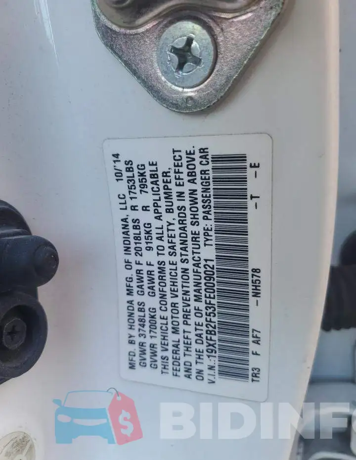 19XFB2F53FE009021 Photo# 12